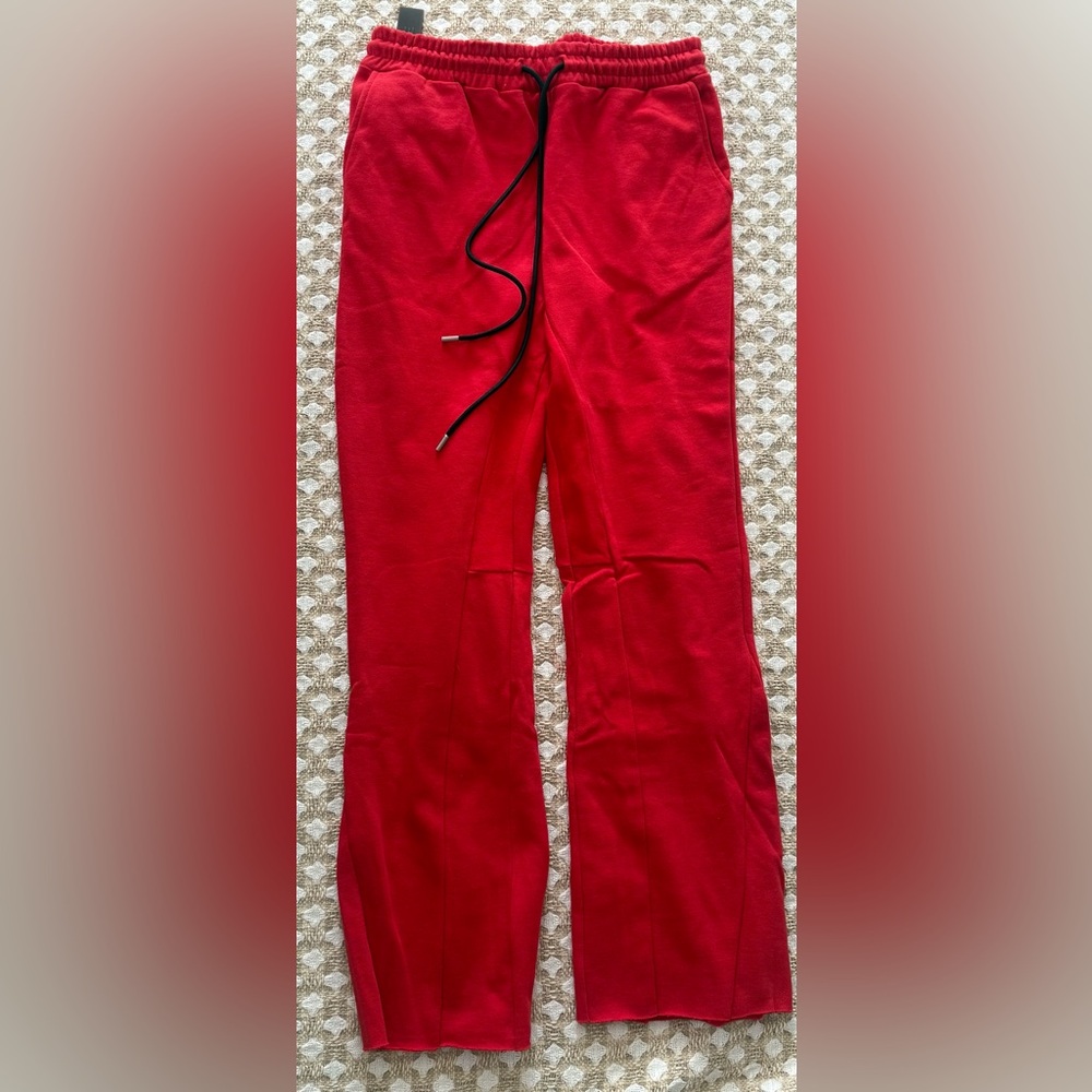ANANKE Aegis Heavyweight Fleece Sweatpants Red Straight Leg Joggers Size S NWT